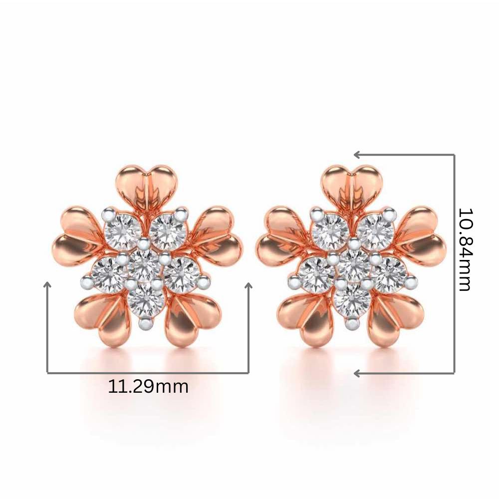 Heart Petals Silver Earrings - Rose Gold - Image 2