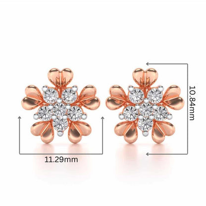 Heart Petals Silver Earrings - Rose Gold - Image 2