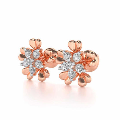Heart Petals Silver Earrings - Rose Gold - Image 3