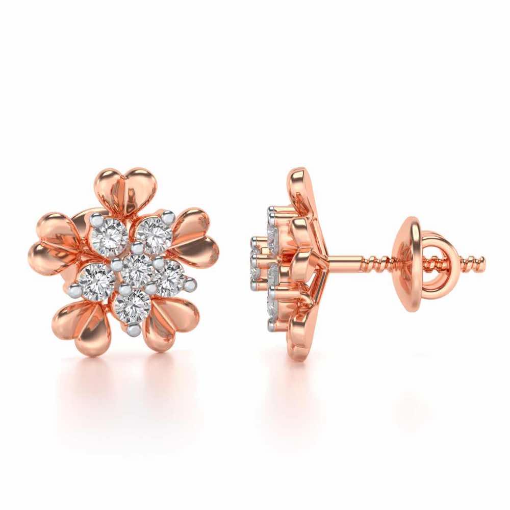 Heart Petals Silver Earrings - Rose Gold - Image 4