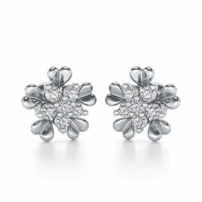 Heart Petals Silver Earrings - White Gold - Image 1