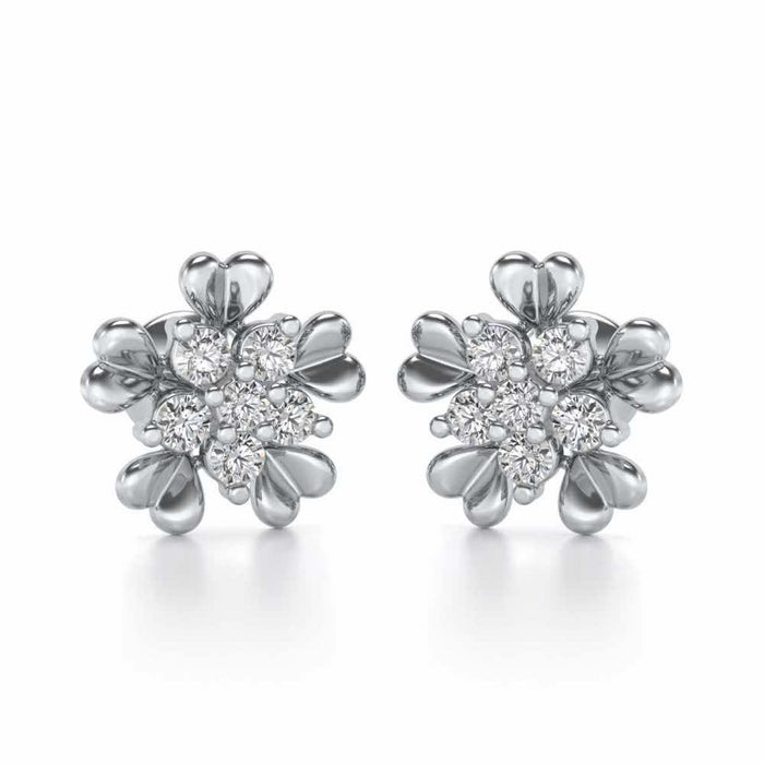 Heart Petals Silver Earrings - White Gold - Image 1