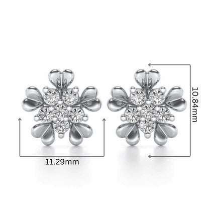 Heart Petals Silver Earrings - White Gold - Image 2