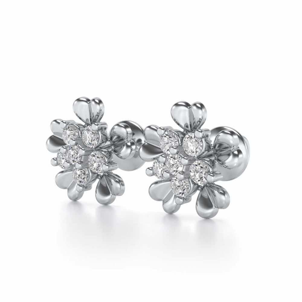 Heart Petals Silver Earrings - White Gold - Image 3