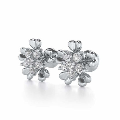 Heart Petals Silver Earrings - White Gold - Image 3