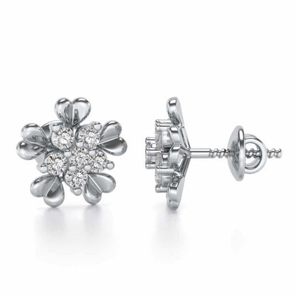 Heart Petals Silver Earrings - White Gold - Image 4