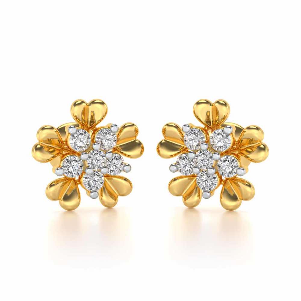 Heart Petals Silver Earrings - Yellow Gold - Image 1