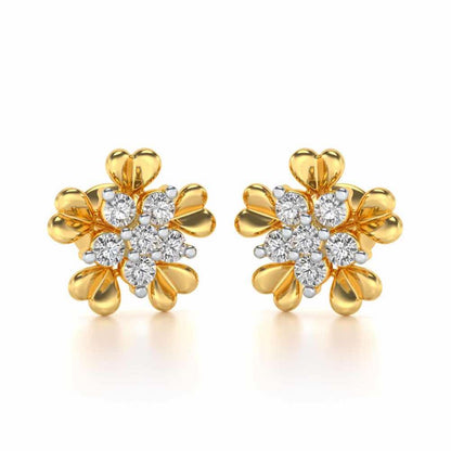 Heart Petals Silver Earrings - Yellow Gold - Image 1