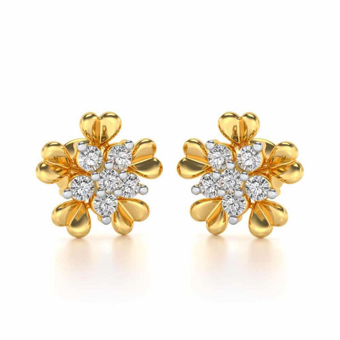 Heart Petals Silver Earrings - Yellow Gold - Image 1
