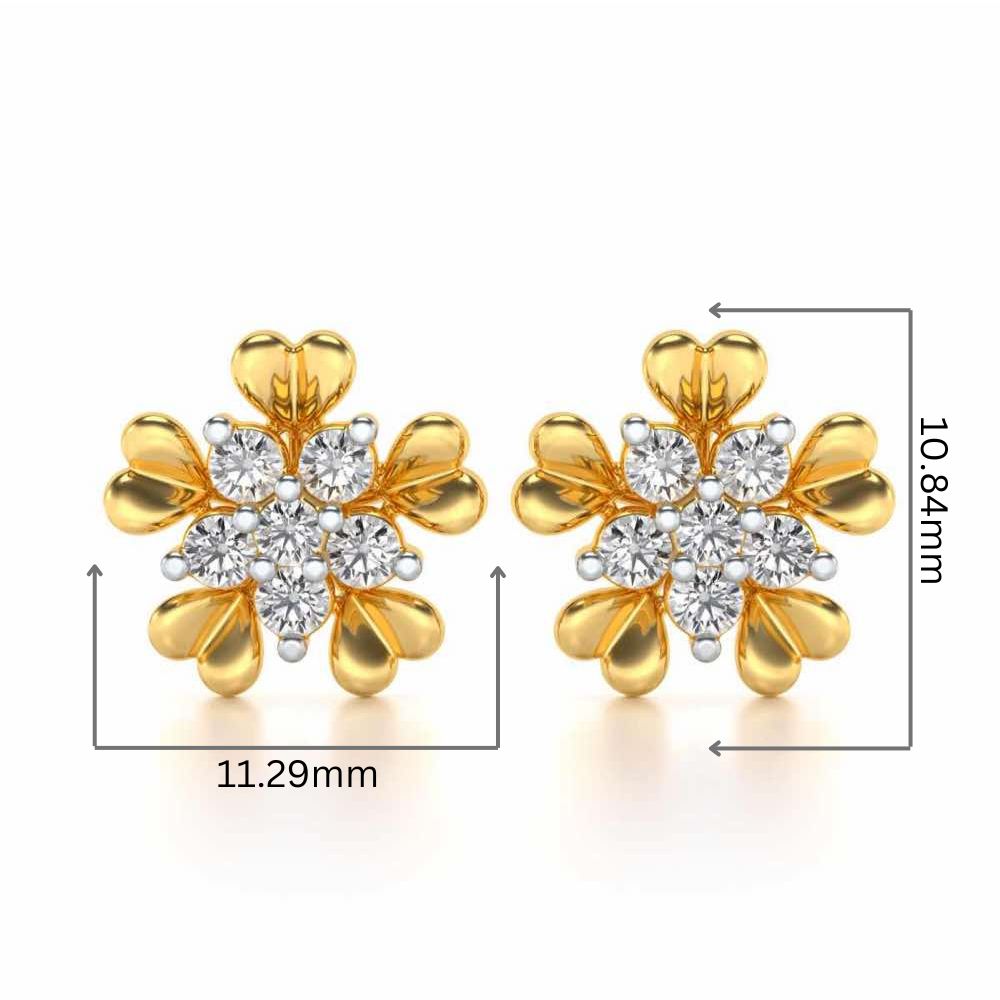 Heart Petals Silver Earrings - Yellow Gold - Image 2