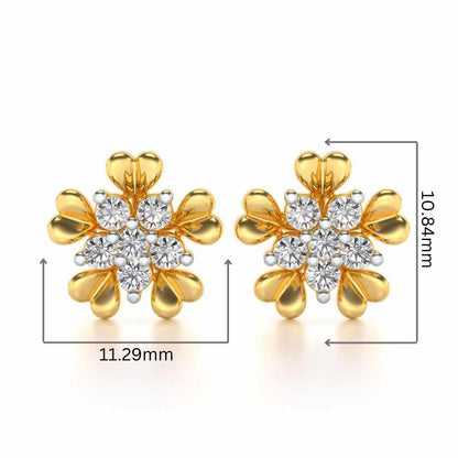 Heart Petals Silver Earrings - Yellow Gold - Image 2