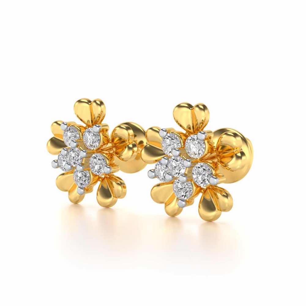 Heart Petals Silver Earrings - Yellow Gold - Image 3