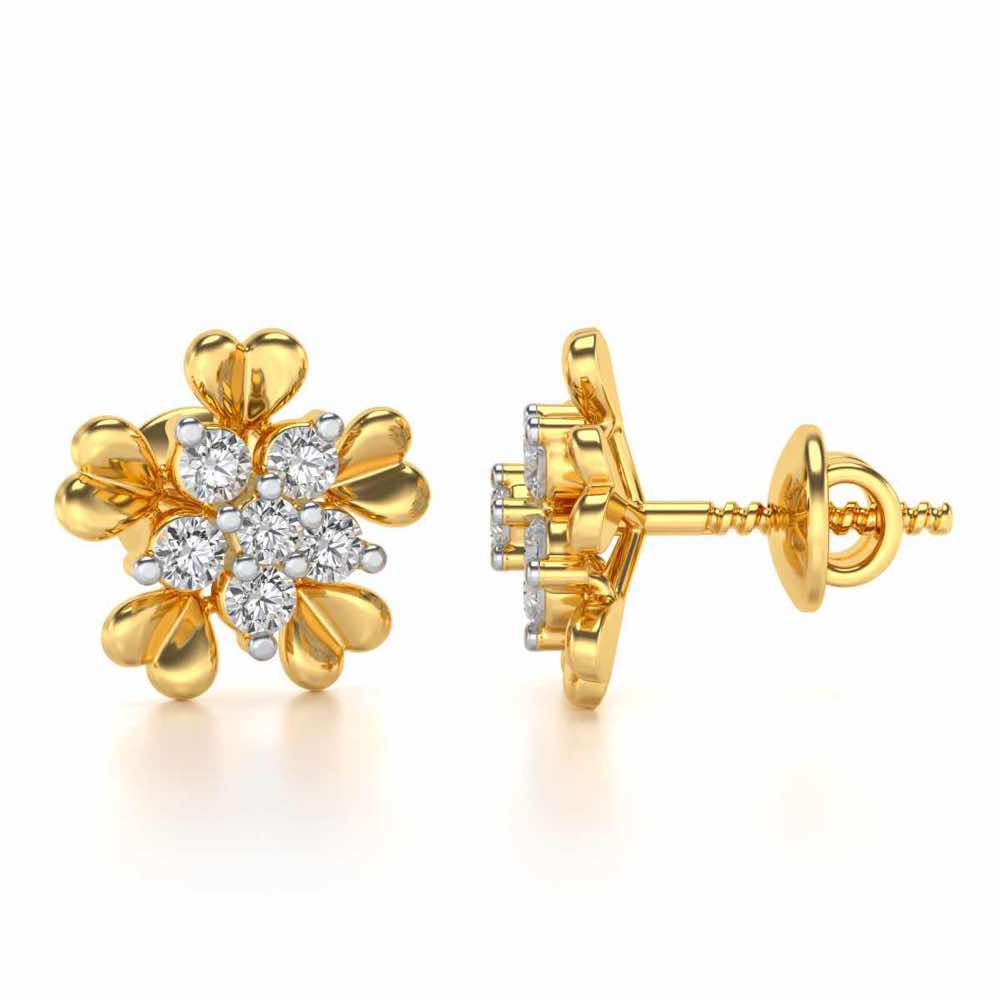 Heart Petals Silver Earrings - Yellow Gold - Image 4