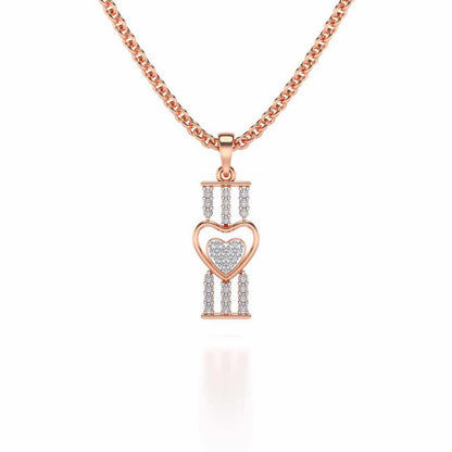 Heart Pillar Silver Pendant - Rose Gold - Image 1