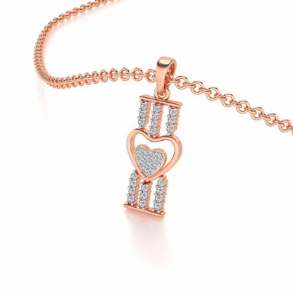 Heart Pillar Silver Pendant - Rose Gold - Image 2