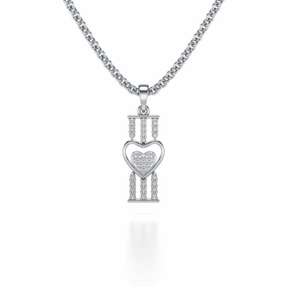 Heart Pillar Silver Pendant - White Gold - Image 1