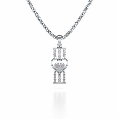 Heart Pillar Silver Pendant - White Gold - Image 1