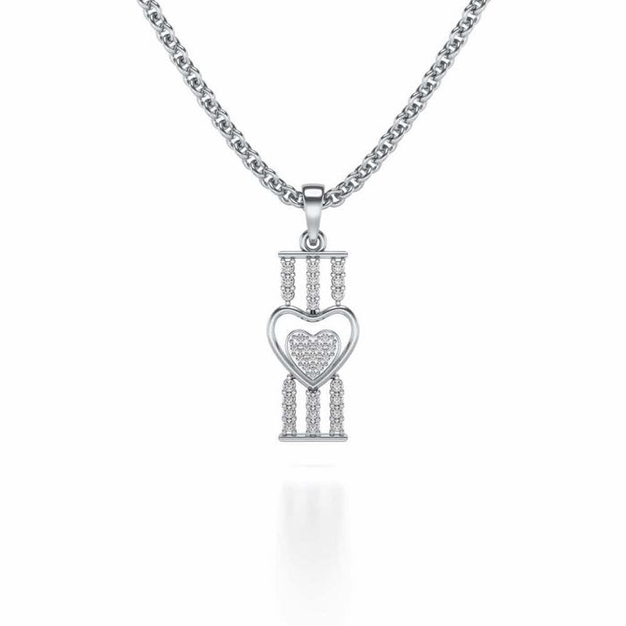 Heart Pillar Silver Pendant - White Gold - Image 1