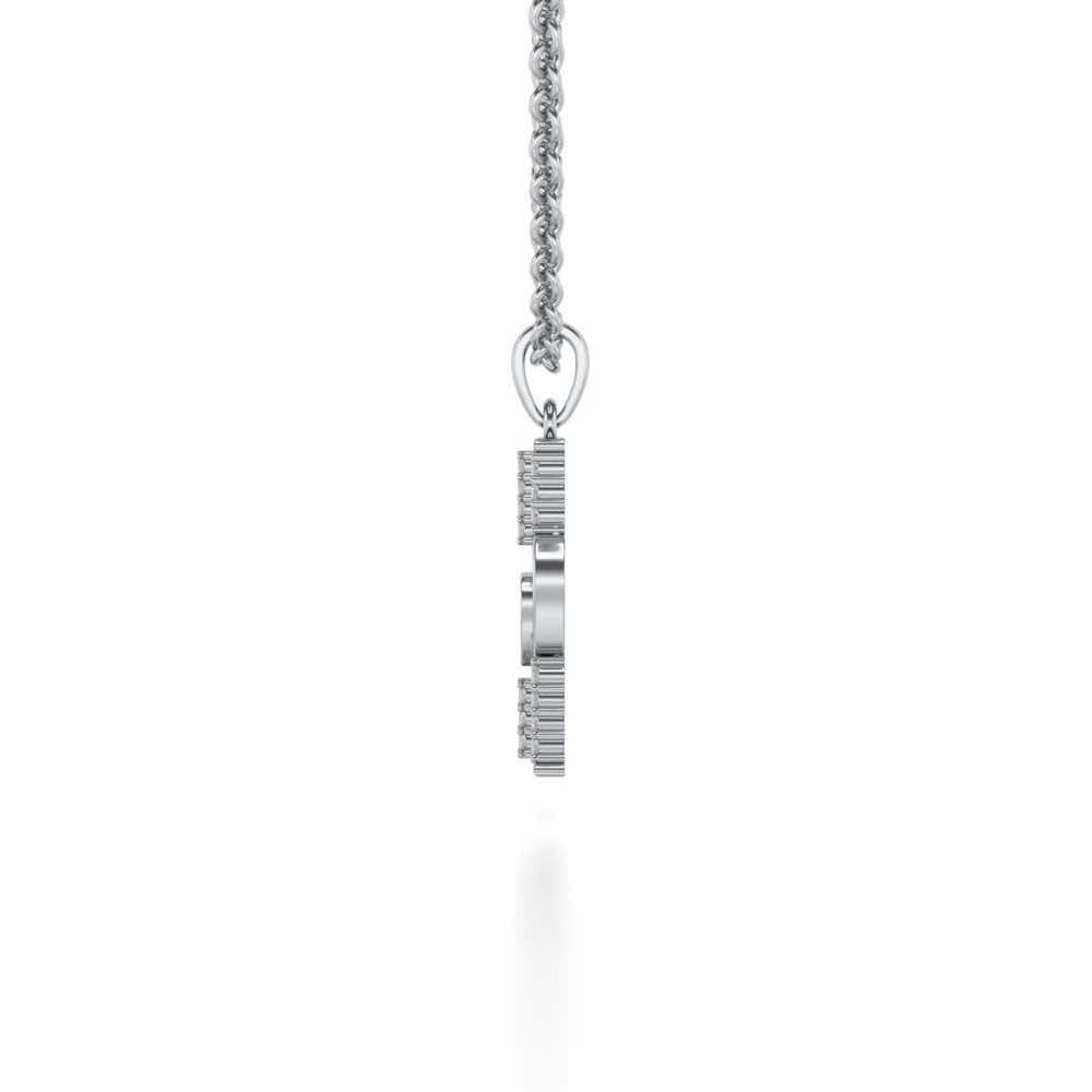 Heart Pillar Silver Pendant - White Gold - Image 3