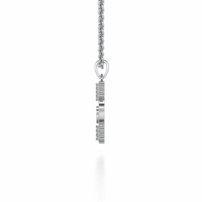 Heart Pillar Silver Pendant - White Gold - Image 3