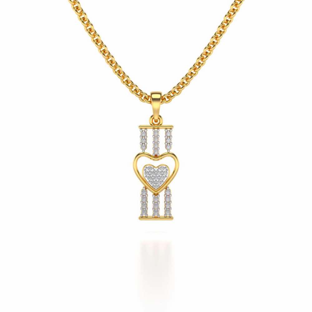 Heart Pillar Silver Pendant - Yellow Gold - Image 1