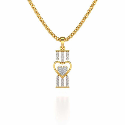 Heart Pillar Silver Pendant - Yellow Gold - Image 1