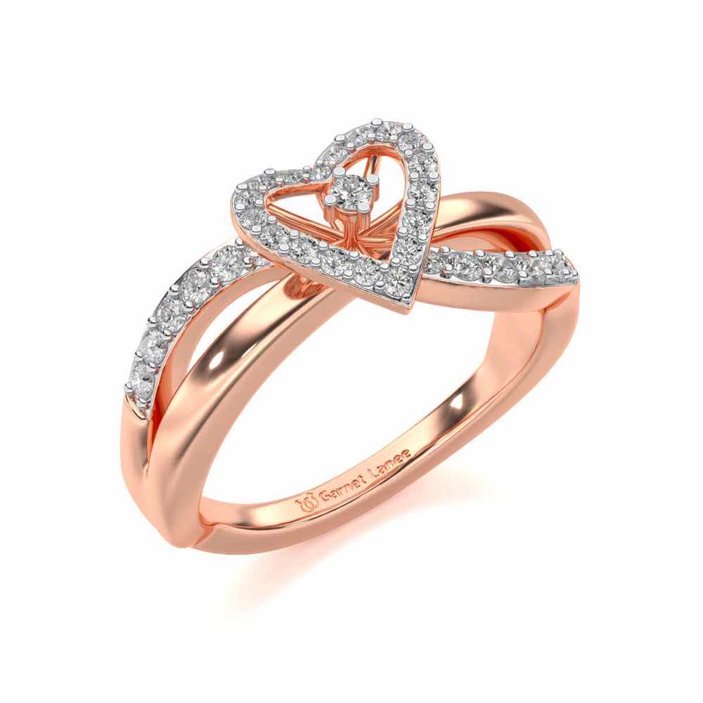 Heart Rays Silver Ring - Rose Gold - Image 1