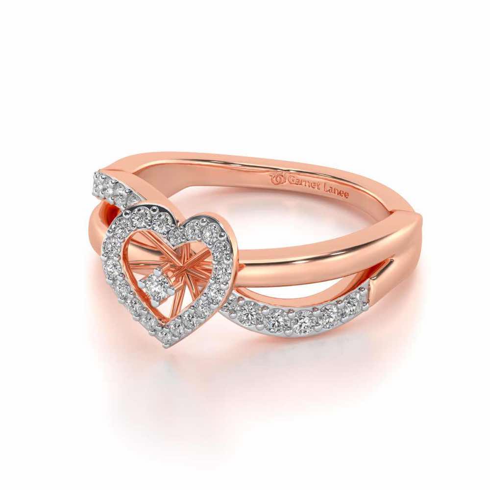 Heart Rays Silver Ring - Rose Gold - Image 2