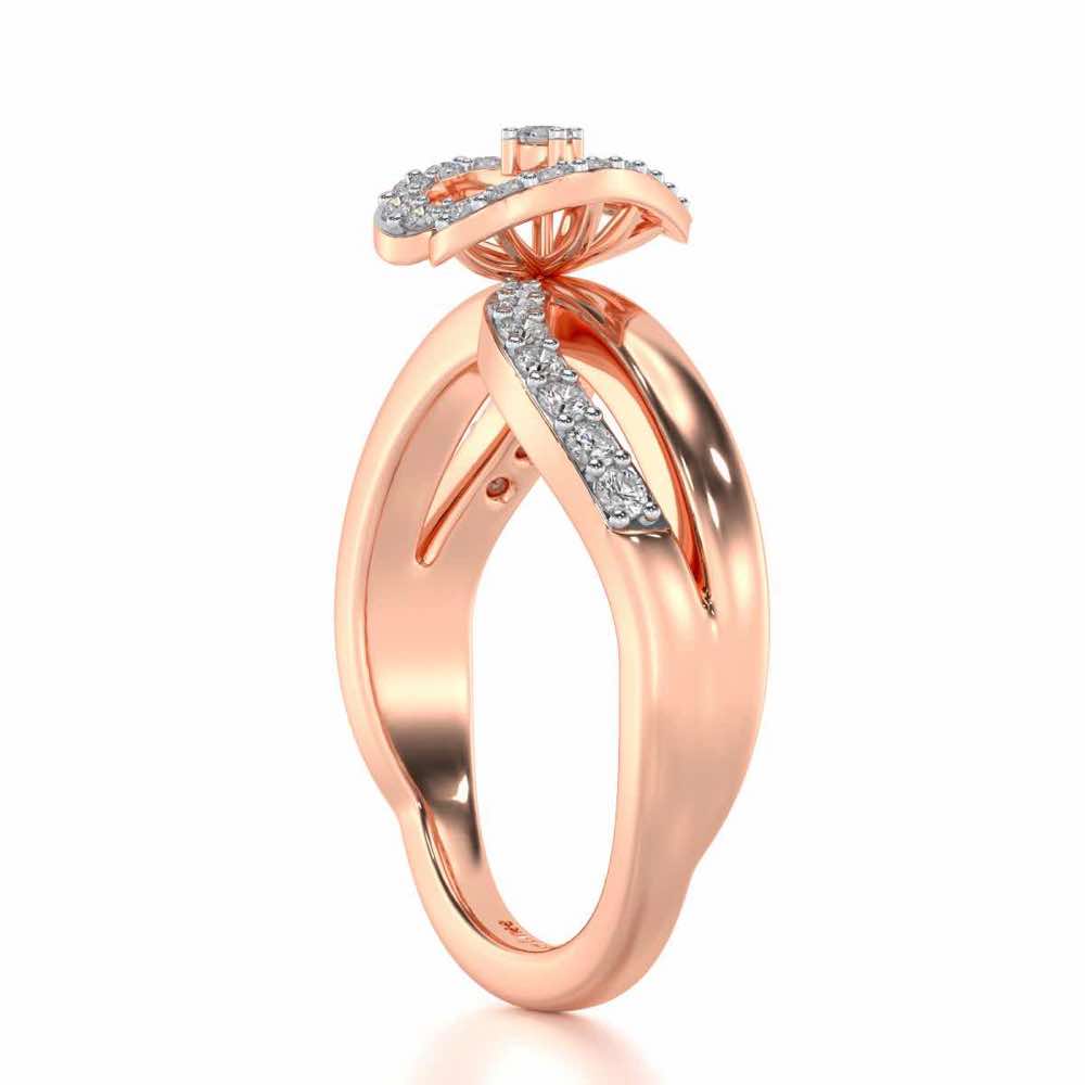Heart Rays Silver Ring - Rose Gold - Image 3