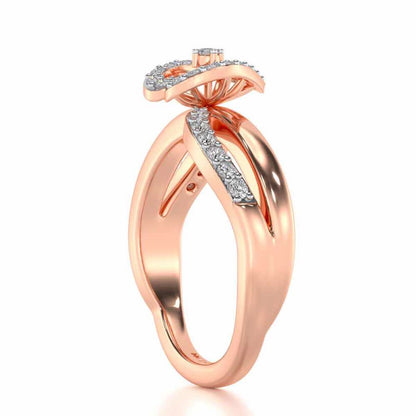 Heart Rays Silver Ring - Rose Gold - Image 3
