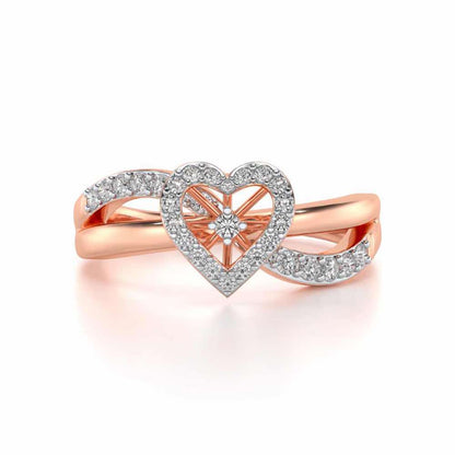 Heart Rays Silver Ring - Rose Gold - Image 4