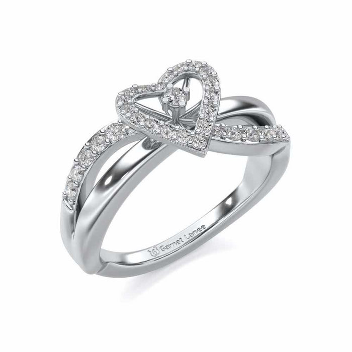Heart Rays Silver Ring - White Gold - Image 1