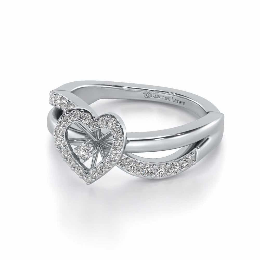 Heart Rays Silver Ring - White Gold - Image 2