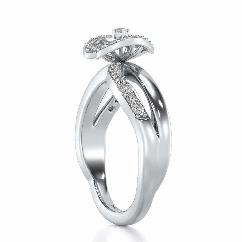 Heart Rays Silver Ring - White Gold - Image 3