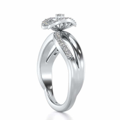 Heart Rays Silver Ring - White Gold - Image 3