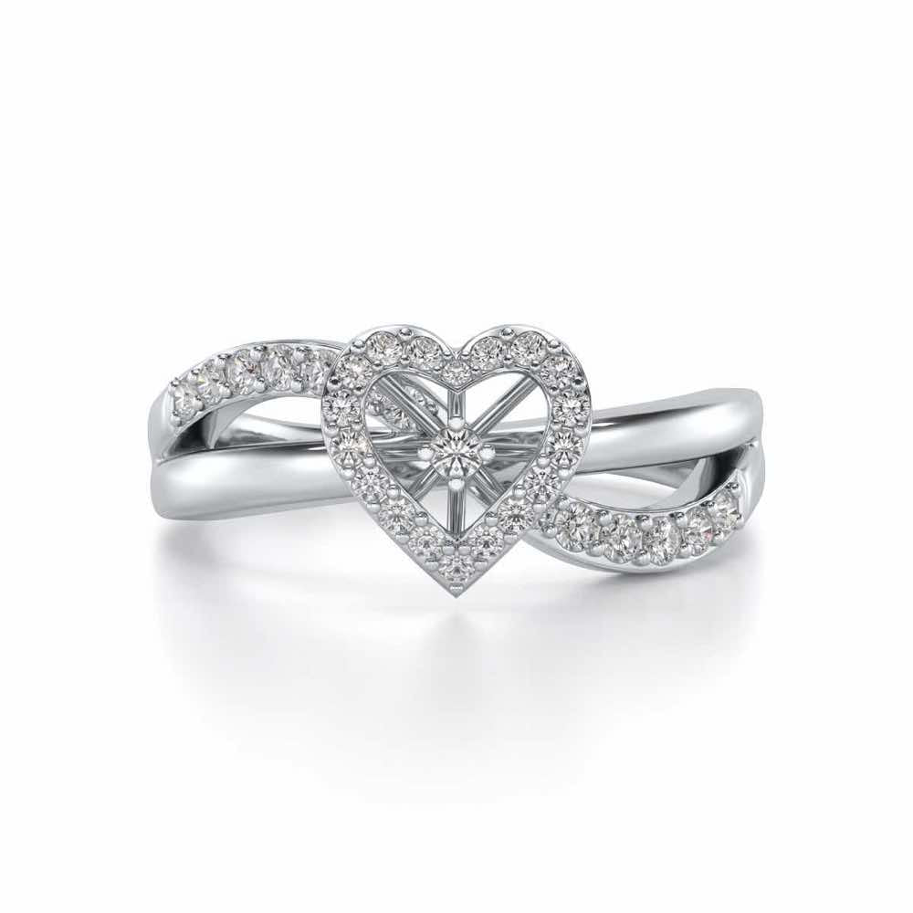 Heart Rays Silver Ring - White Gold - Image 4