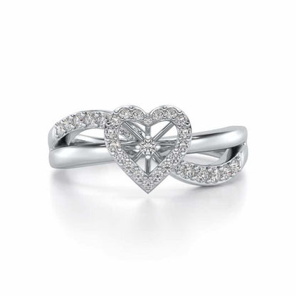Heart Rays Silver Ring - White Gold - Image 4