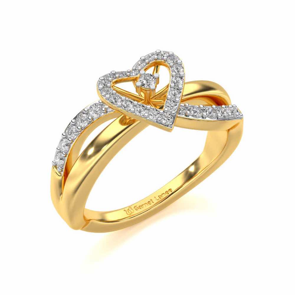 Heart Rays Silver Ring - Yellow Gold - Image 1