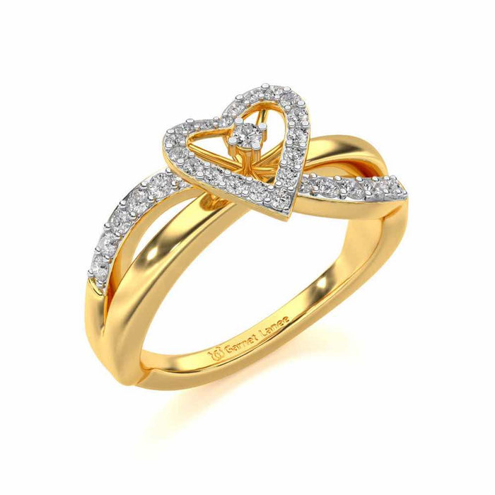 Heart Rays Silver Ring - Yellow Gold - Image 1