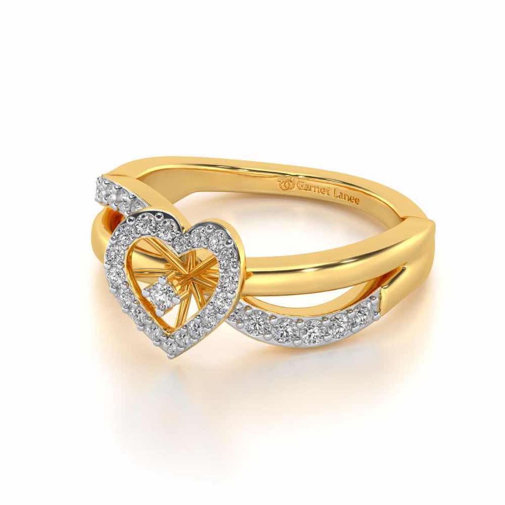 Heart Rays Silver Ring - Yellow Gold - Image 2