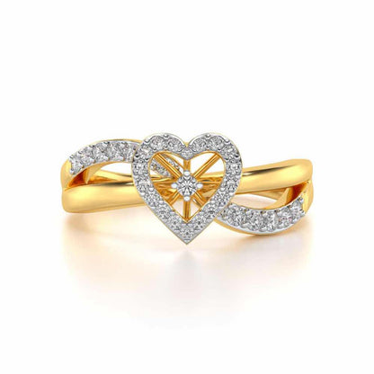 Heart Rays Silver Ring - Yellow Gold - Image 4