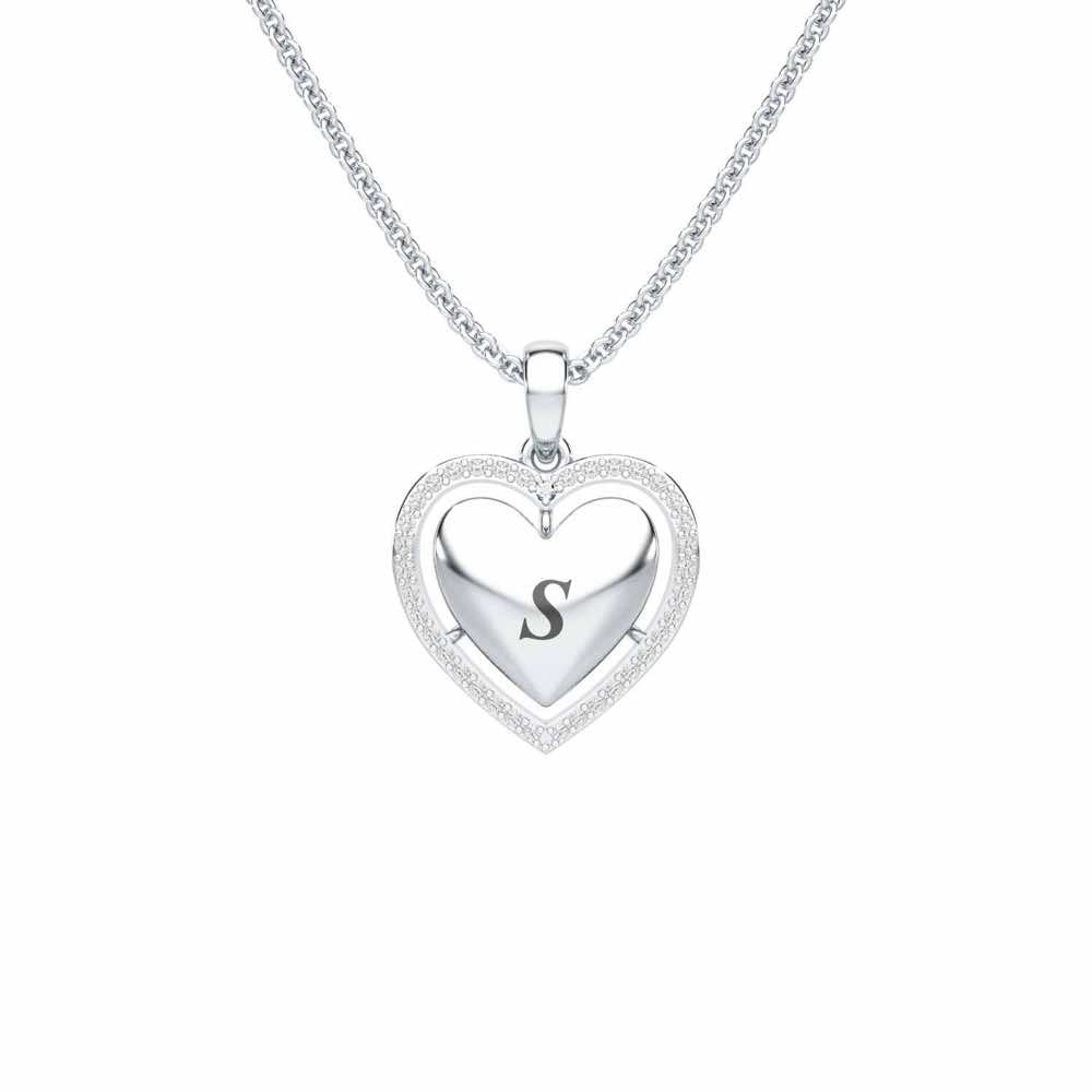 Heart Says Silver Pendant - White Gold - Image 1