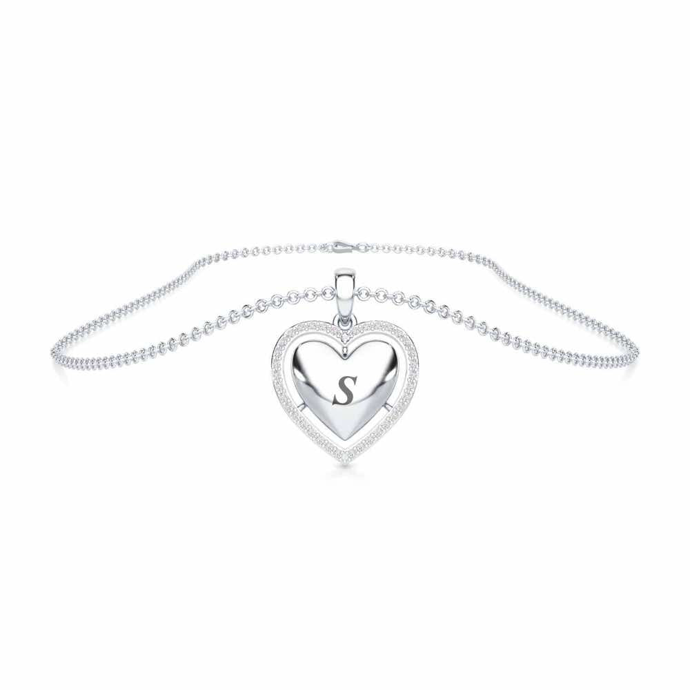 Heart Says Silver Pendant - White Gold - Image 3