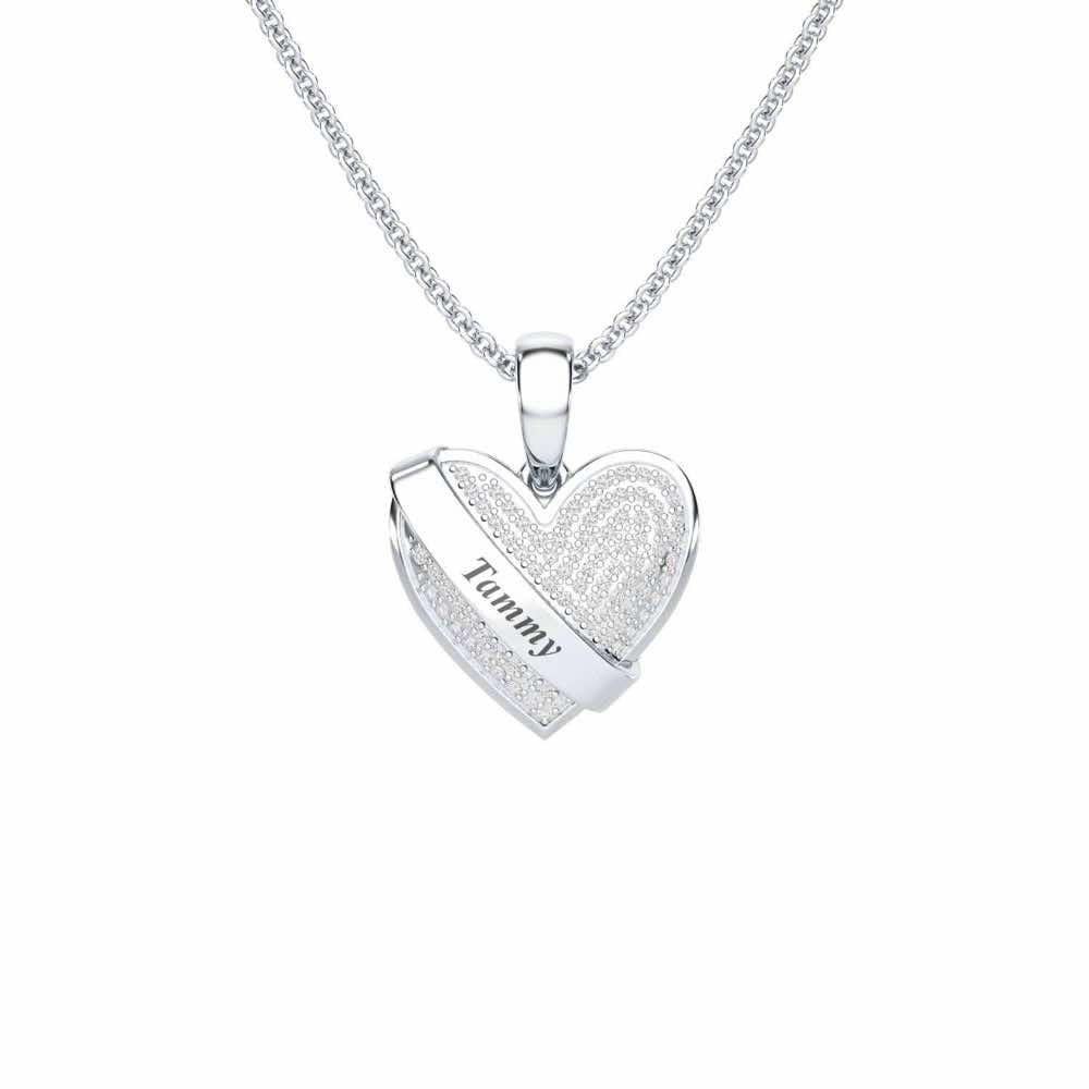 Heart Speaks Silver Pendant - White Gold - Image 1