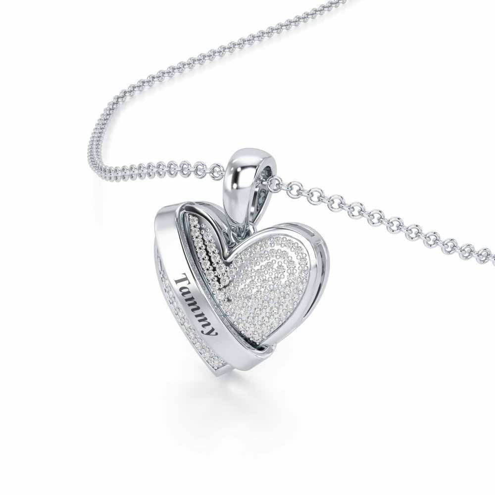 Heart Speaks Silver Pendant - White Gold - Image 2