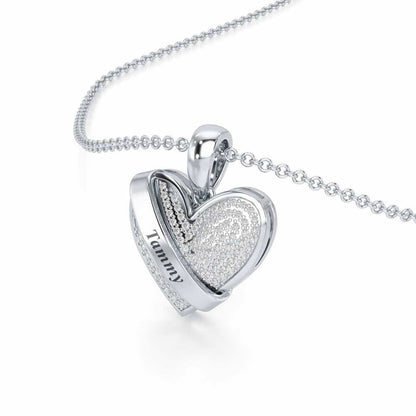 Heart Speaks Silver Pendant - White Gold - Image 2