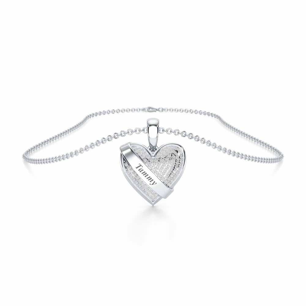 Heart Speaks Silver Pendant - White Gold - Image 3