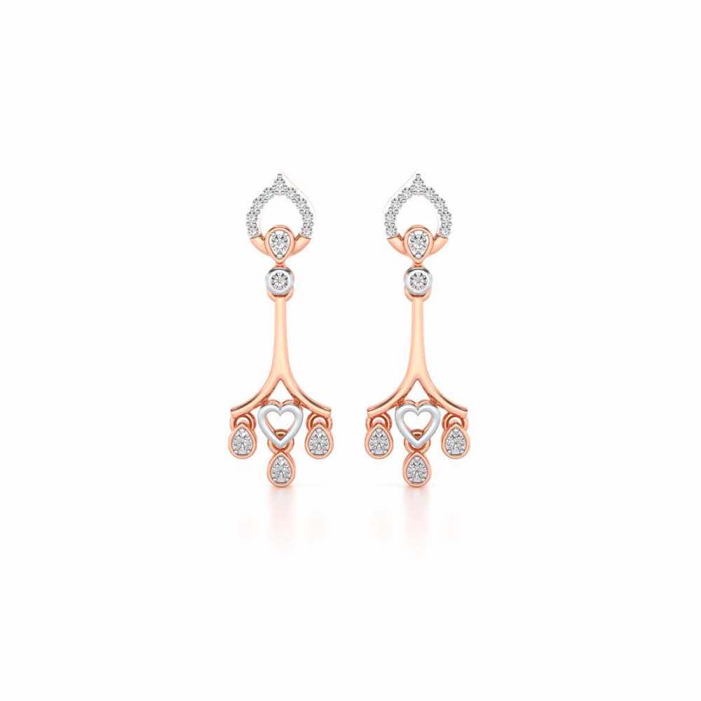 Heart Spell Drops Earrings - Rose Gold - Image 1