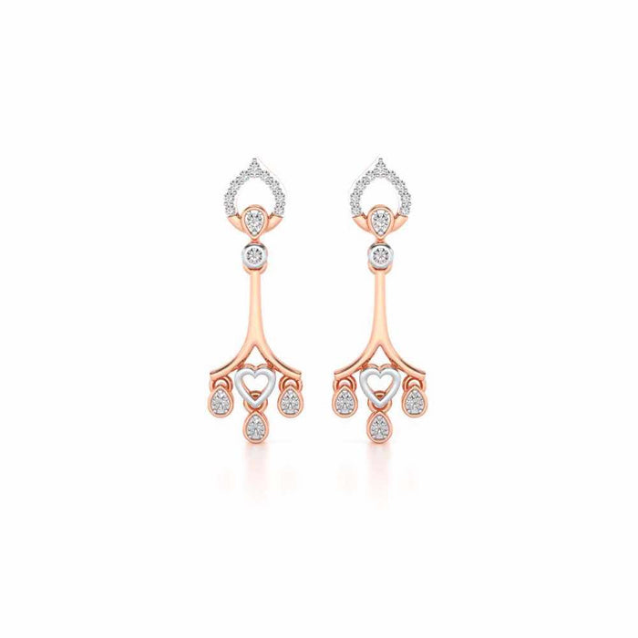 Heart Spell Drops Earrings - Rose Gold - Image 1