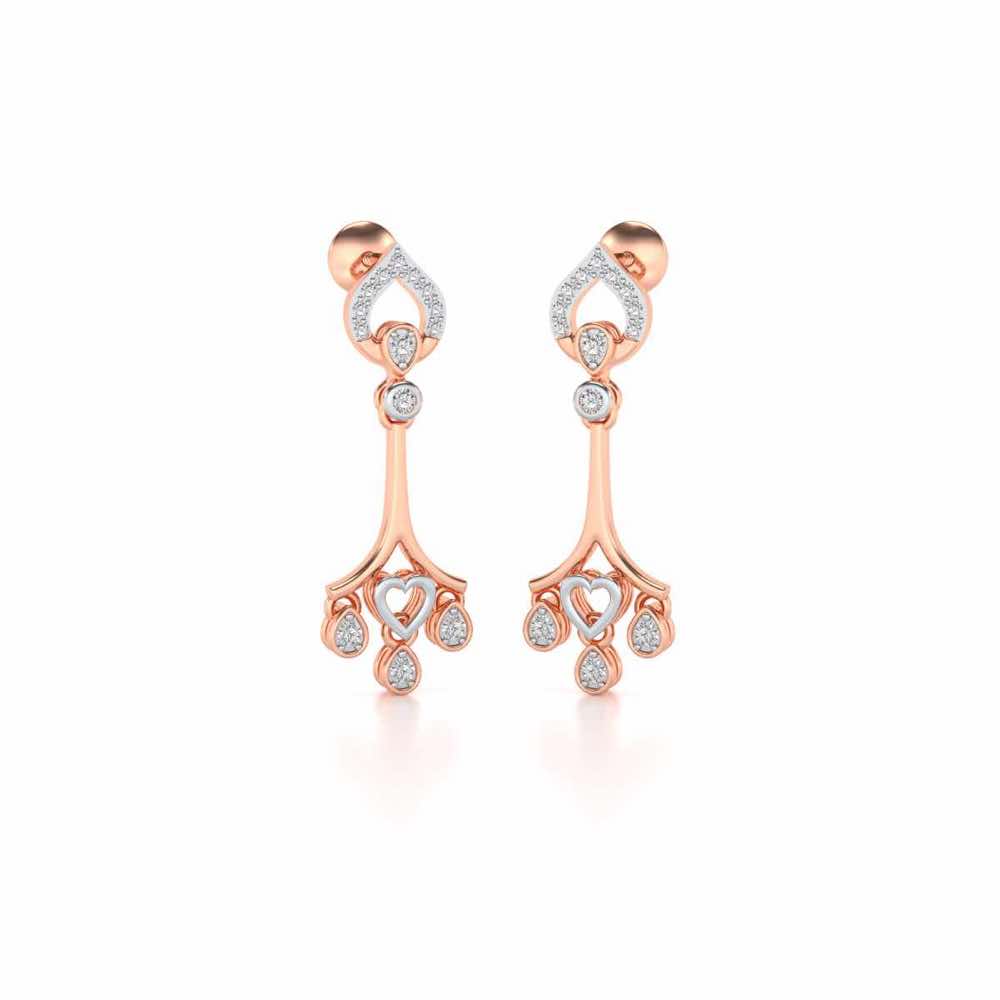 Heart Spell Drops Earrings - Rose Gold - Image 2